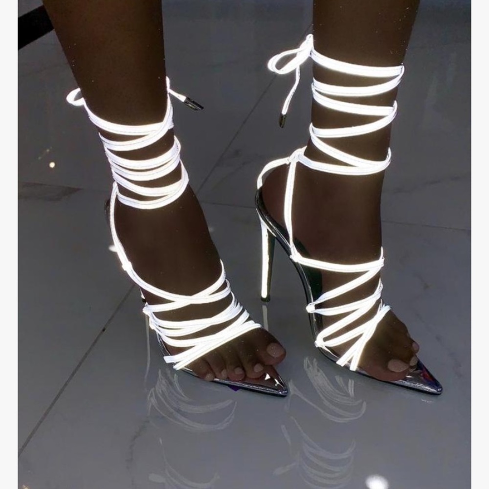 Never worn Shane Justin Reflective lace up Sandals